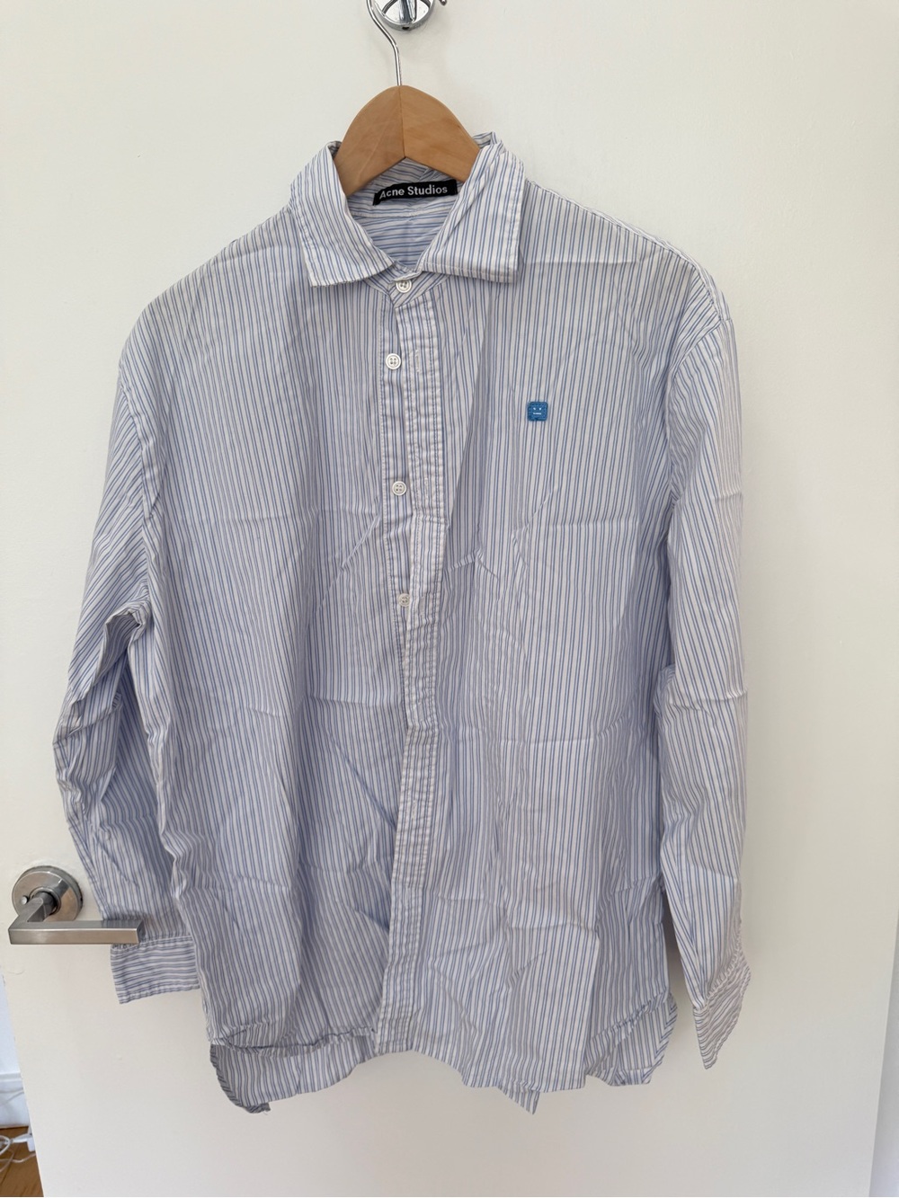 Acne Studios Light Blue and White Striped Button-Down Shirt